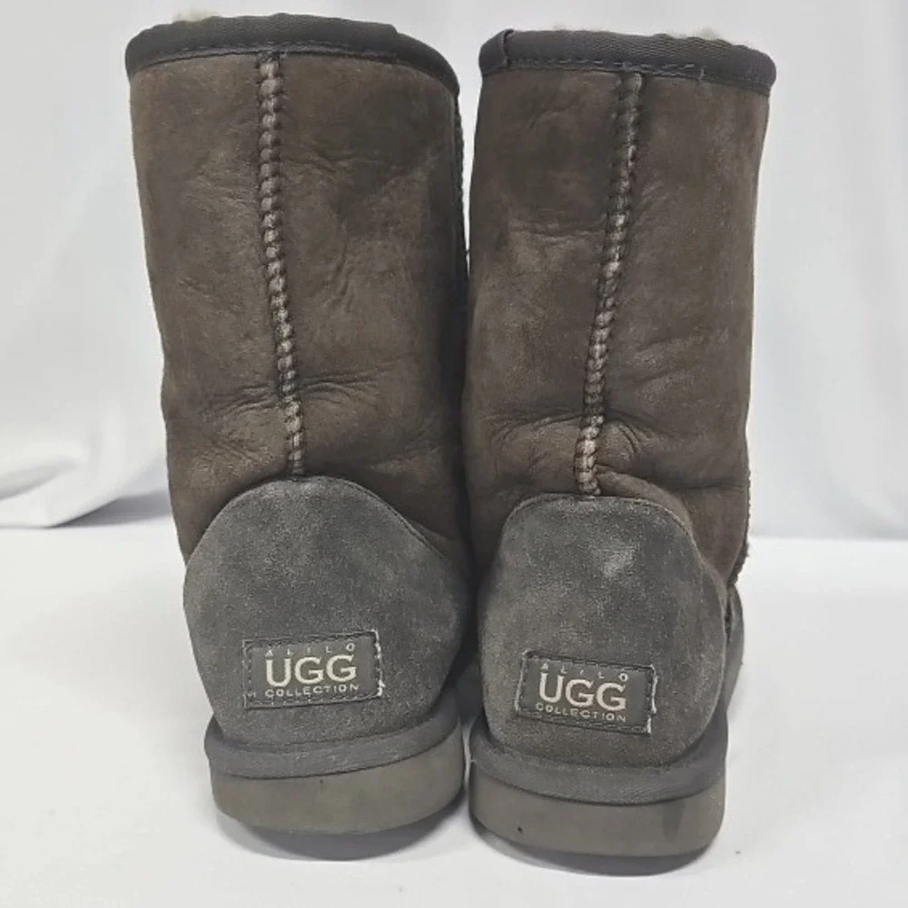 Alilo UGG Collection Brown Suede Shearling Lined Mid Calf Winter Boots